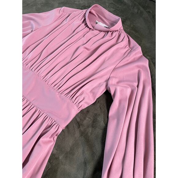 VTG 1970s Enrico Serrati Designs for You Long Sleeve Maxi Dress Tie Back - Picture 2 of 9